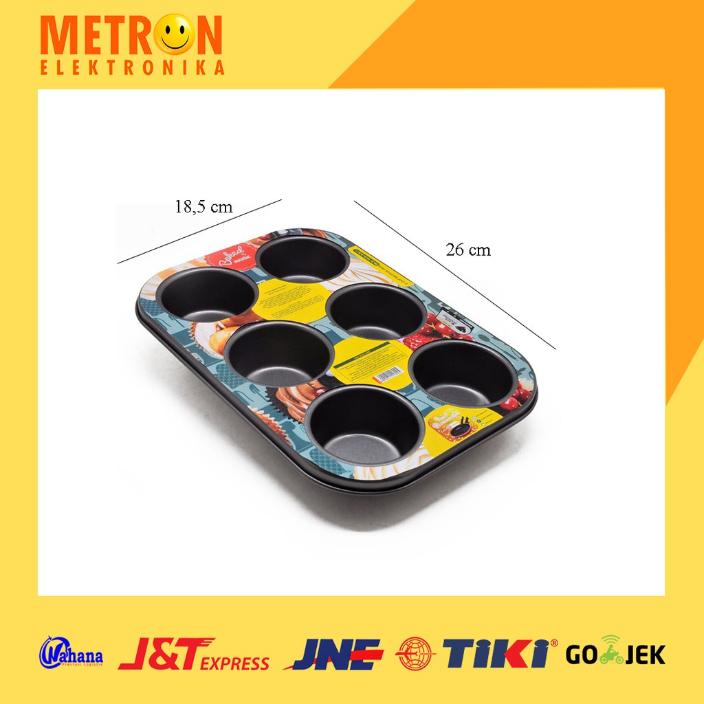 MAXIM BAKEWARE 6 CUP MUFFIN PAN 26.7 x 18.6 x 3 ซม. NON-STICK CAKE PAN - BW6MUP(ZX)26