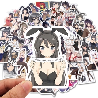 💥พร้อมส่ง💥ผ่าพิภพไททัน สติกเกอร์ไดคัท WAIFU กันน้ำลายการ์ตูนอะนิเมะ sex girl Bunny Girl バニーガール 50แผ่น sticker กันน้ำ