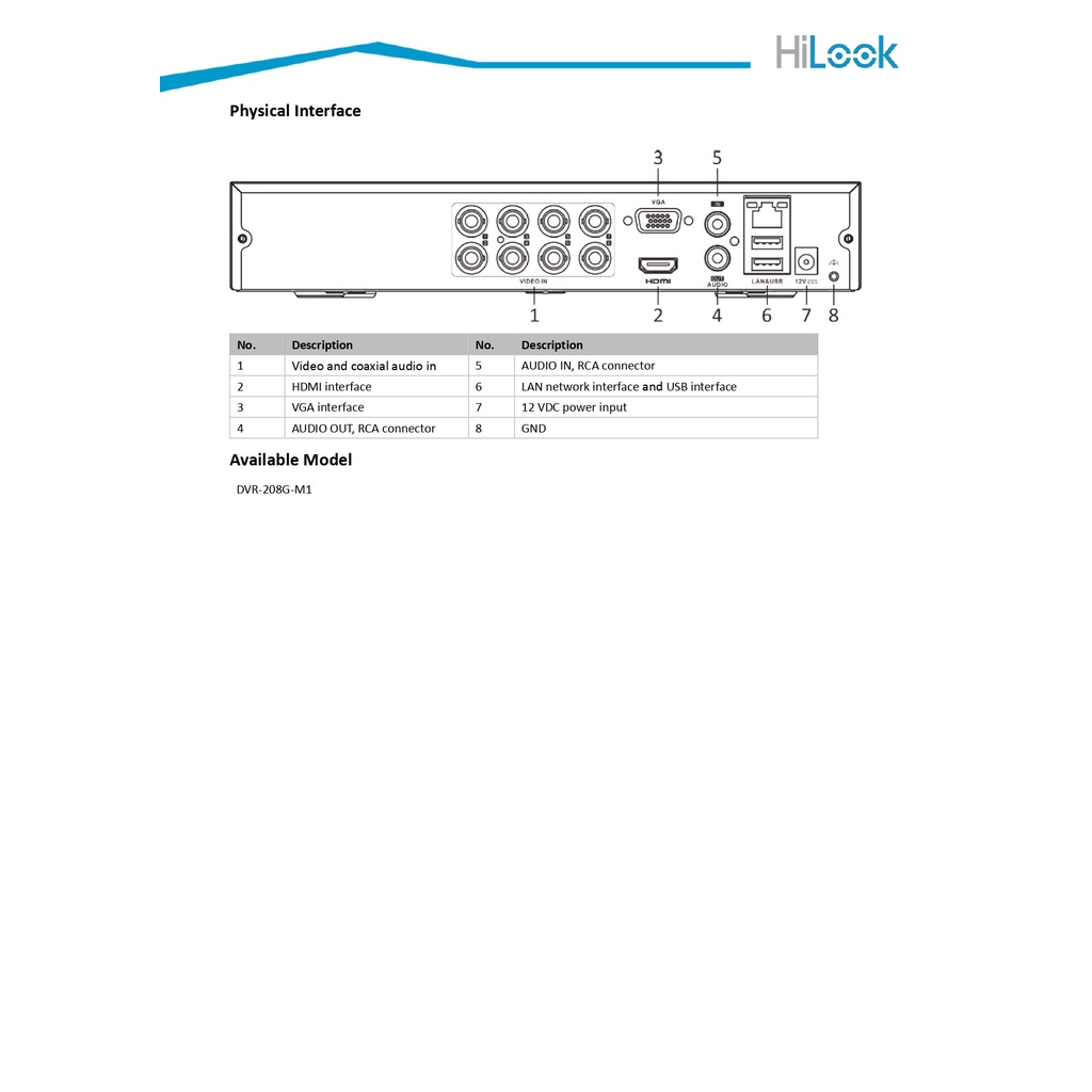 Hilook กล้องวงจรปิด 2MP มีไมค์ในตัว รุ่น DVR-208G-M1(C) + THC-B120-LPS จำนวน 8 ตัว + ชุดอุปกรณ์ - มาแทน THC-B120-C