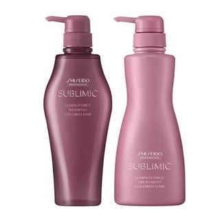 Shiseido Sublimic Luminoforce Shampoo 500ml.+Treatment 500ml. แชมพูและทรีทเมนท์ปกป้องเส้นผมทำสีจากการซีดจาง