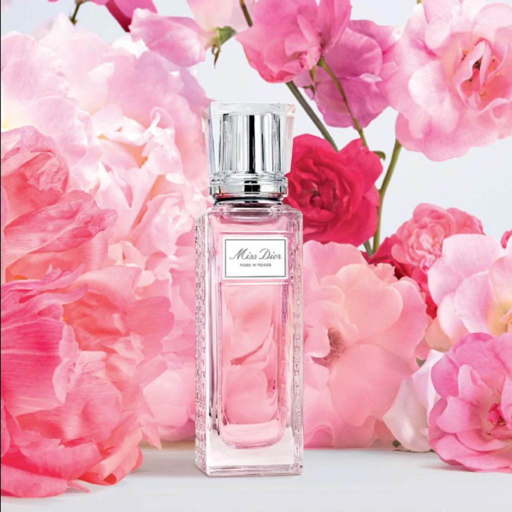 DIOR น้ำหอม Miss Dior Rose N' Roses Roller Pearl 20ml กลิ่นดอกไม้ ขวดแบบลูกกลิ้ง