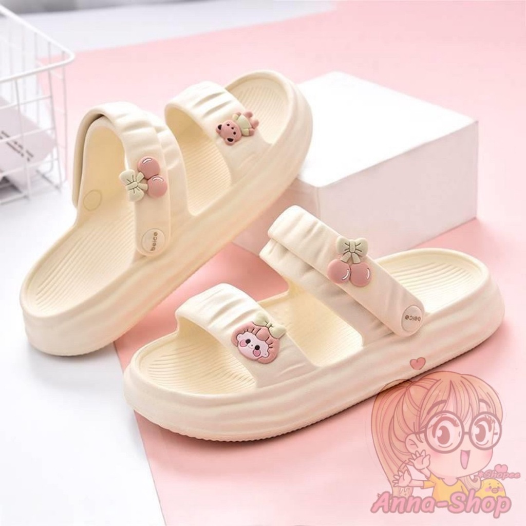 รองเท้ารัดส้นแฟชั่น ลายการ์ตูนน่ารัก รองเท้าแตะพื้นหนา 3 Cm ใส่ได้ 2 แบบ T112