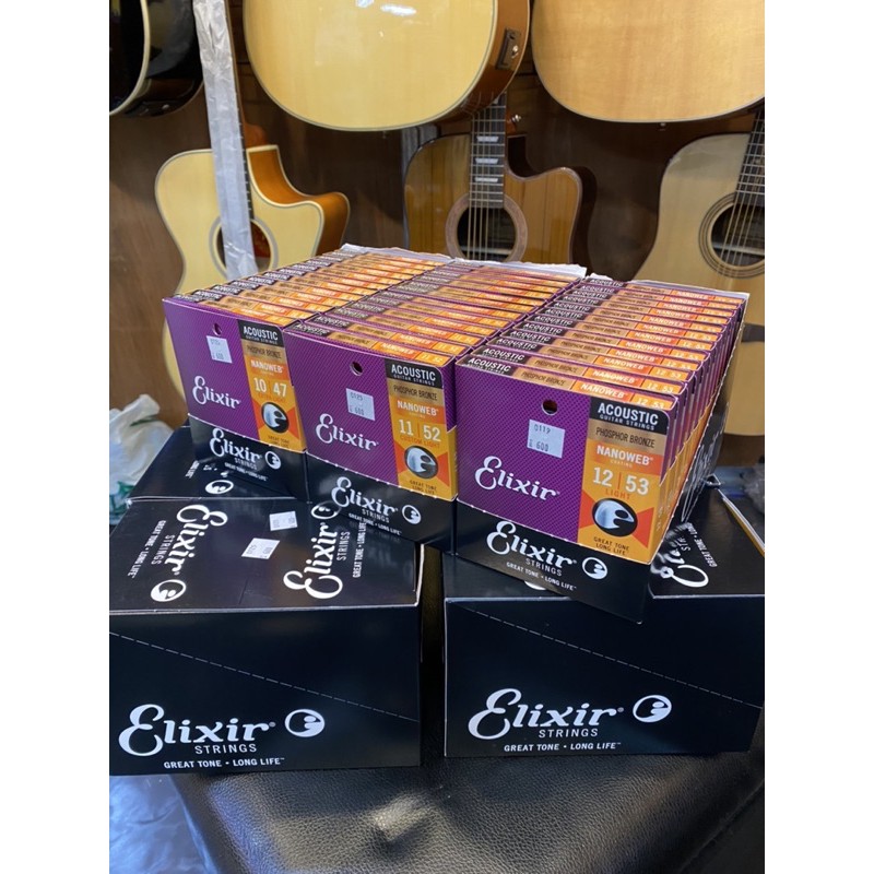ของแท้!!! 100% สายกีต้าร์โปร่งElixir สายเคลือบกันสนิมอายุการใช้งานยาวนาน นิ่มมือมากๆเสียงอิ่ม