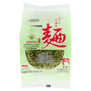 🚚พร้อมส่ง!✅ เมนดาเกะ บะหมี่หยกอบแห้ง 4 ก้อน Mendake Japanese Style green Noodle from Spirulina 4pcs