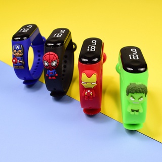 Disney Spiderman Hulk นาฬิกาข้อมืออิเล็กทรอนิกส์ มีไฟ LED กันน้ํา เหมาะกับของขวัญวันเกิด สําหรับเด็ก