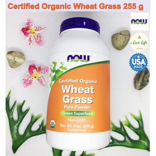 ต้นอ่อนข้าวสาลี Certified Organic Wheat Grass 255 g - Now Foods วีทกราสแบบผง