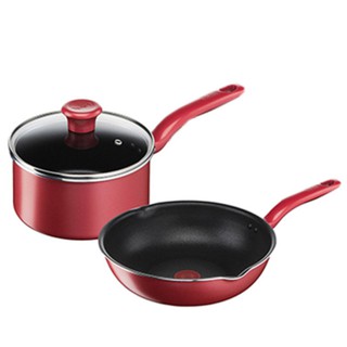 กระทะเทฟล่อน Tefal SO Chef  กระทะก้นลึก ขอบ 2 หยัก ก้นอินดักชั่น 24 ซม. แถมฟรี!!! หม้อด้ามพร้อมฝาแก้ว 18 ซม.