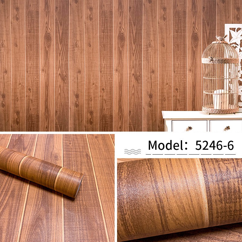 ลายไม้กันน้ำลาย 3D สติกเกอร์ติดผนังห้องรับแขกห้องนอนตกแต่งสติ๊กเกอร์*วอลเปเปอร์กาวในตัวwallpaper - รูปที่ 3