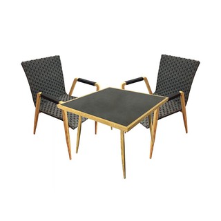 Table and chairs set BASIL DINING BK 2-SEAT PATIO FURNITURE Outdoor furniture Garden decoration accessories ชุดโต๊ะเก้าอ