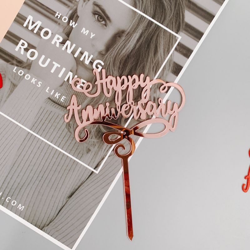 ป้ายปักเค้ก Happy Anniversary อะคริลิค รูปที่ 6