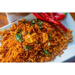 😀 25g น้ำพริกปลาย่าง อกไก่ กากหมู แมงดา ซองเล็กสำหรับมื้อเดียว