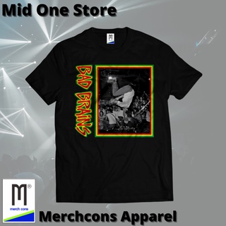 เสื้อยืดสีขาวเสื้อยืด พิมพ์ลาย Ml25 BAD BRAINS TAG MERCHCONS SIZE Outdoor DISTRO สําหรับผู้ชายS-4XL