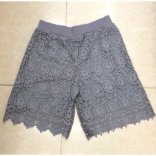 ZF SHOP กางเกงลูกไม้ ขาสั้น กางเกงแฟชั่น ลายดอกกุหลาบ #519
