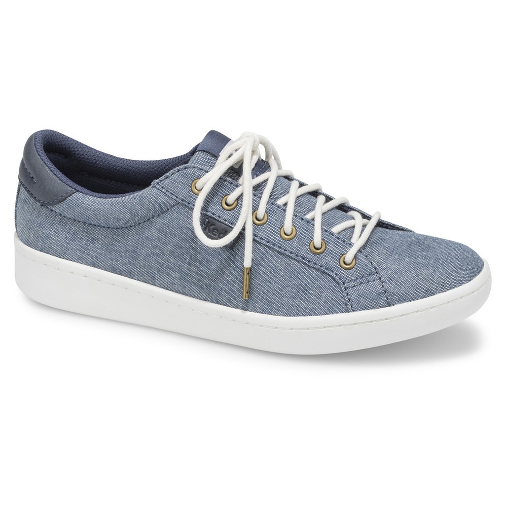 BLUE แบบผูกเชือก CHAMBRAY KEDS รองเท้า สีน้ำเงิน WF58094 ผ้าใบผู้หญิง ACE