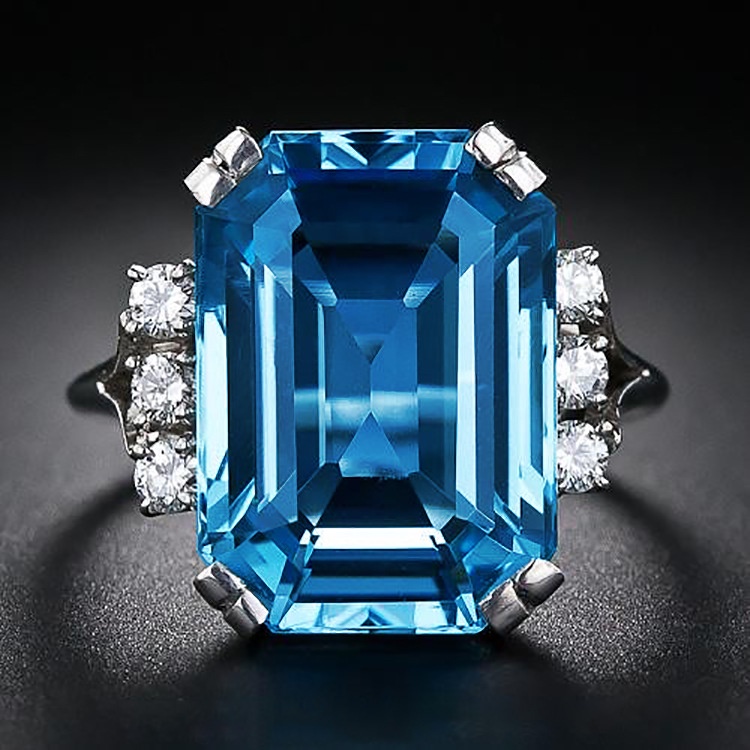 51 บาท LALA.แหวนแต่งงาน ประดับเพทาย คริสตัล สีฟ้า ขนาดใหญ่ สไตล์ยุโรป อเมริกัน เครื่องประดับ สําหรับผู้หญิง Fashion Accessories