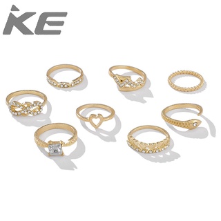 Vintage Love Snake Ring Set Diamond Heart Shaped Figure 8 Knot Ring Set of 8 for girls for wo