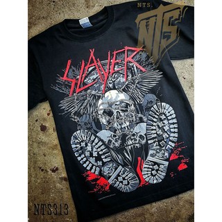 NTS 313 Slayer เสิ้อยืดดำ เสื้อยืดชาวร็อค เสื้อวง New Type System NTS Rock brand Sz. S M L XL XXL