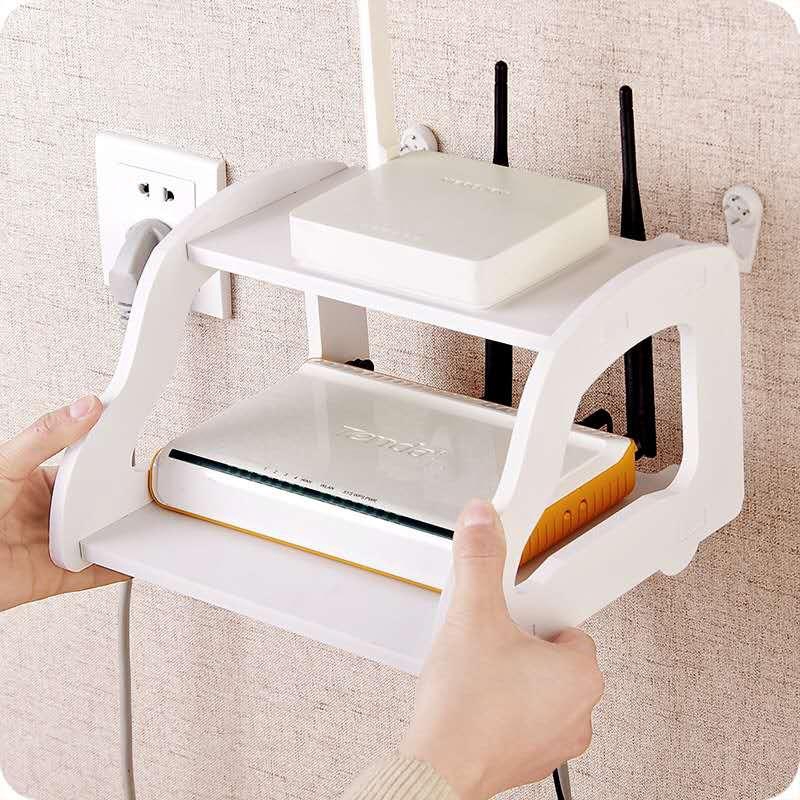 ชั้นวางเราเตอร์ Router ขั้นวางกล่องรับสัญญาณ ติดผนัง (สีขาว) Shopee