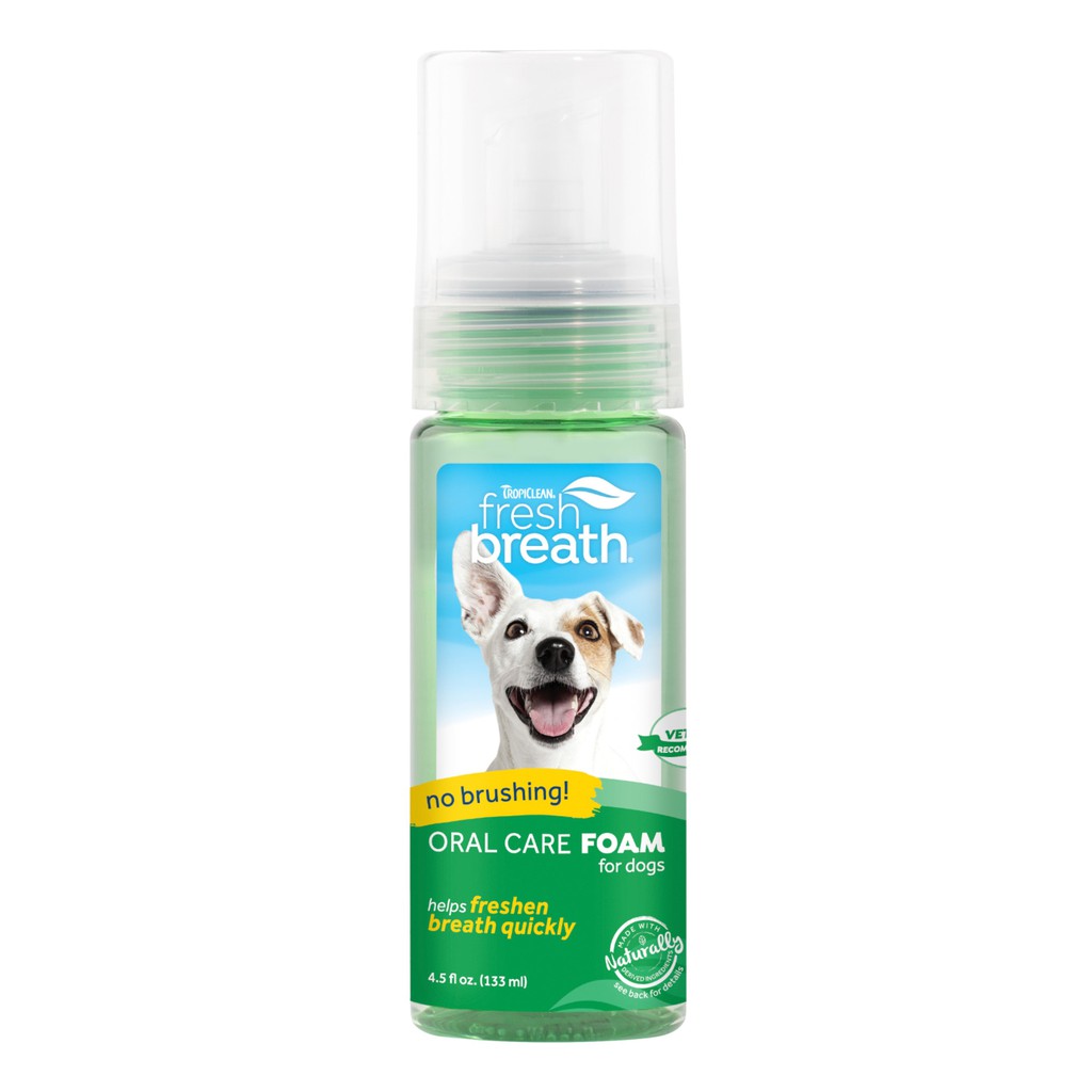 Tropiclean Fresh Breath Mint Foam [4.5Oz/133ml] ผลิตภัณฑ์เนื้อโฟมเพื่อการดูแลสุขภาพช่องปาก สุนัขและแมว
