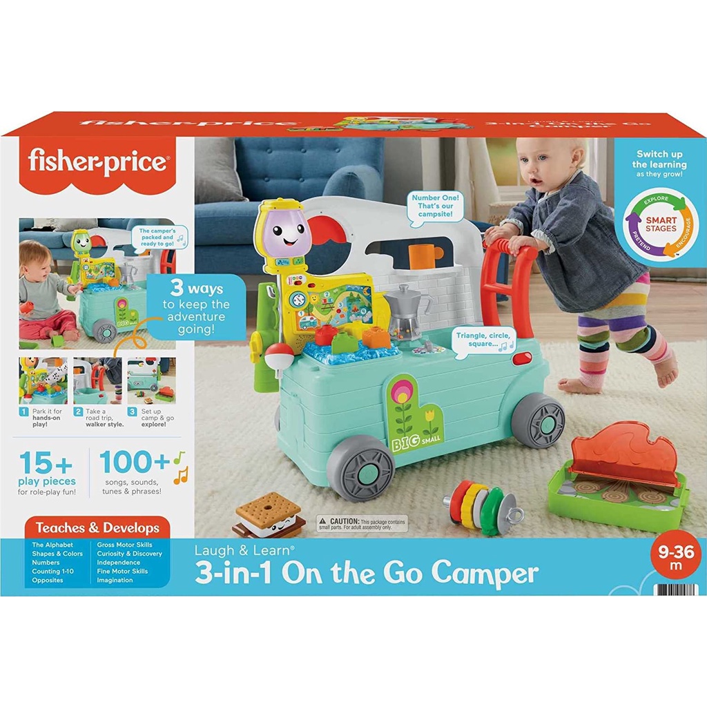 Fisher-Price Laugh & Learn On-the-Go Camper ของเล่นเสริมพัฒนาการช่วยเดินแบบผลัก และเสริมสร้างจินตนาก