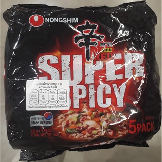 NONGSHIM SHIN RED SUPER SPICY นงชิม ชิน เรด ซุปเปอร์สไปซี่ ขนาด 120กรัม จัดชุด 5ซอง บะหมี่กึ่งสำเร็จรูป ราเม็ง