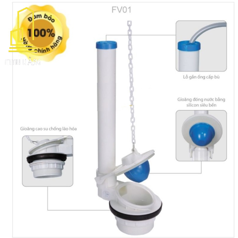 ฟลัชวาล์วโถสุขภัณฑ์ 1 PRESS FV01 สําหรับถังน้ํา DETACHABLE