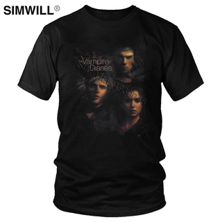 พร้อมส่ง เสื้อยืดแขนสั้น คอกลม ผ้าฝ้าย 100% พิมพ์ลาย The Ampire Diaries Pure Horror Elena Damon Stefan หลากสี แฟชั่นฤดูร