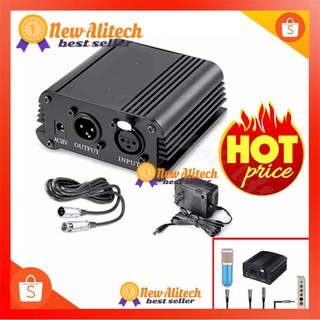 New Alitech แหล่งจ่ายไฟ 48V Phantom Power + สายสัญญาณ Cable For Condenser Microphone ไมค์อัดเสียง ไมค์โครโฟน48V