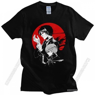 เสื้อยืดผู้ เสื้อยืดผ้าฝ้าย 100% พิมพ์ลาย Sebastian Michaelis สีดํา สไตล์วินเทจ แฟชั่น สําหรับผู้ชาย S-5XL