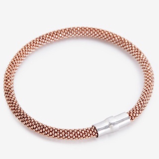 กำไลข้อมือเงินชุบทองคำ Rose Gold ลาย Popcorn