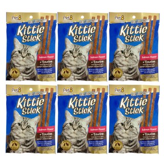 Pet8 Kittie Stick Cat Treat Salmon Flavour + Taurine 6 Sticks (6 Packs) อาหารแมว ขนมแมว รสปลาแซลมอน +ทอรีน 6 แท่ง(6 ซอง)