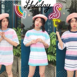 เสื้อยื้อลายทางพลาสเทล