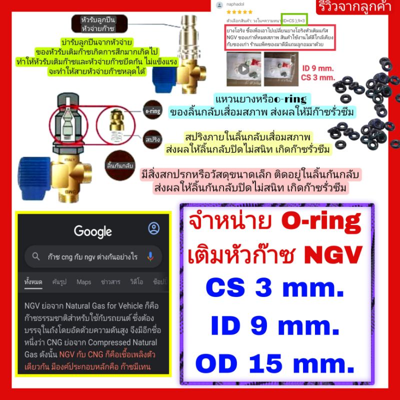โอริงเติมหัวNGVก๊าซ/แก๊ส ⭕️ 5 ชิ้น  50 บาท ⭕️