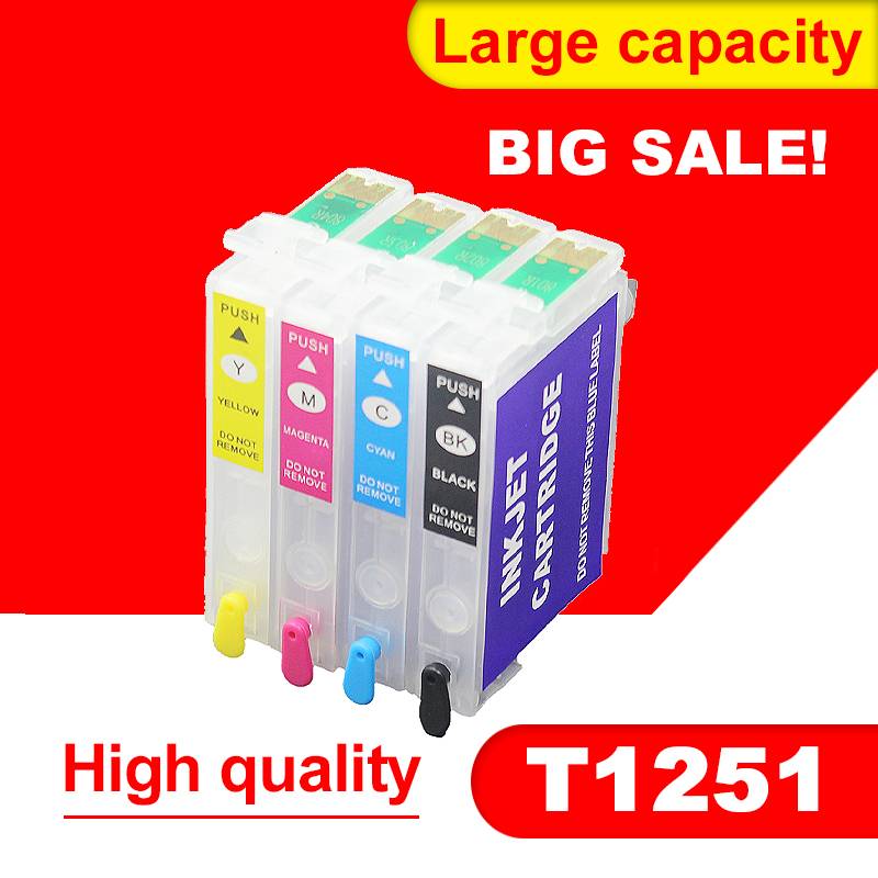 4 PCS Empty T125 หมึกเติม Cartrige T1251 หมึกสําหรับ Epson Stylus NX125 NX127 NX130 NX230 NX420 NX53