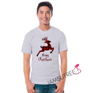 เสื้อยืดผ้าฝ้าย เสื้อยืดคริสต์มาสJambutree Funny Merry Christmas Party Celebration Reindeer Running Fashion Unisex Graph