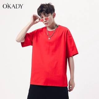 OKADY เสื้อยืดแขนสั้นคอกลมฤดูร้อนผ้าฝ้า ยซินเจียง100% ผ้าฝ้ายดูดซับเหงื่อและระบายอากาศ