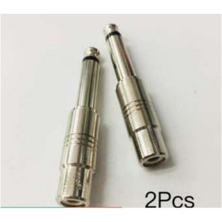 2pcs 6.35mm 1/4inch Male Mono Plug To RCA Female Audio Adapter Connector