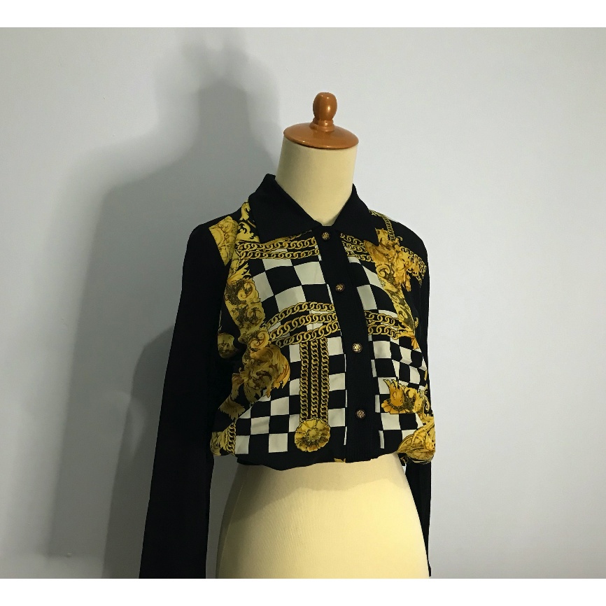 เสื้อผ้าผู้หญิง Premium Houndstooth Royal Pattern Outerwear Luxury motif blouse Jacket เสื้อถักสไตล์