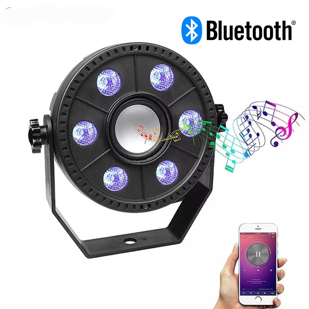 ไฟพาร์ LED 6 หลอดแบบ RGB 3IN1 พร้อมฟังก์ชันบลูทูธในตัว ไฟปาร์ตี้ ไฟดิสโก้ 6 LED Mini Par Light 7w