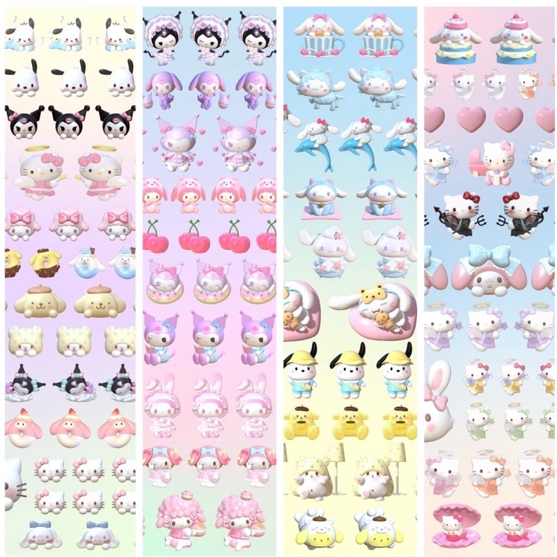 Sanrio Style Sticker สติกเกอร์เคลือบนูนน่ารัก สติ๊กเกอร์พร้อมส่ง สติ๊กเกอร์นูน สติกเกอร์ซานริโอ้น่ารัก