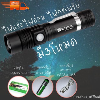 Telecorsa ไฟฉายแรงสูง ไฟฉายLED  ซูมได้ + อุปกรณ์ครบชุด พร้อมถ่านชาร์จ รุ่น APL-518-Lighting-00h-Rat