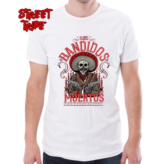 เสื้อยืดครอปเสื้อยืด คอกลม พิมพ์ลาย Los Bandidos Muertos สไตล์วินเทจ คลาสสิก สําหรับผู้ชายS-5XL