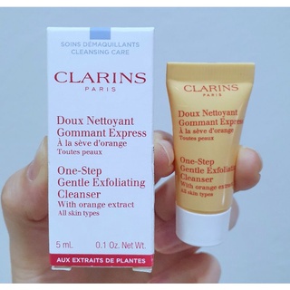 โฟมล้างหน้าสครับส้ม แท้💯% CLARINS One Step Gentle Exfoliating Cleanser With orange 5ml. มีฉลากไทย