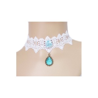 TANITTgems Vintage Blue Crystal French Lace Necklace