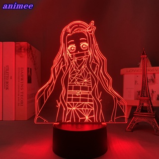 โคมไฟตั้งโต๊ะอะคริลิค Led ลายอนิเมะ Demon Slayer Nezuko 3d สําหรับตกแต่งห้องนอนเด็ก