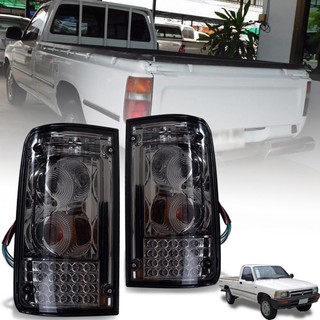 ไฟท้ายแต่ง LED รุ่น โตโยต้า ไมตี้เอ็กซ์ TOYOTA MIGHTY X LN85 LN106 ปี 1989 - 1997 สีโม๊ค รวมชุดสายไฟ และหลอดไฟ 1 คู่