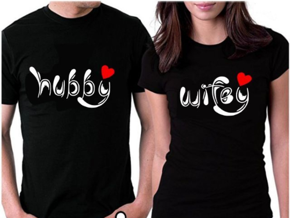 PRINTING COUPLE TSHIRT HUBBY & WIFEY LONG SLEEVE & SHORT SLEEVE UNISEX SIZE
