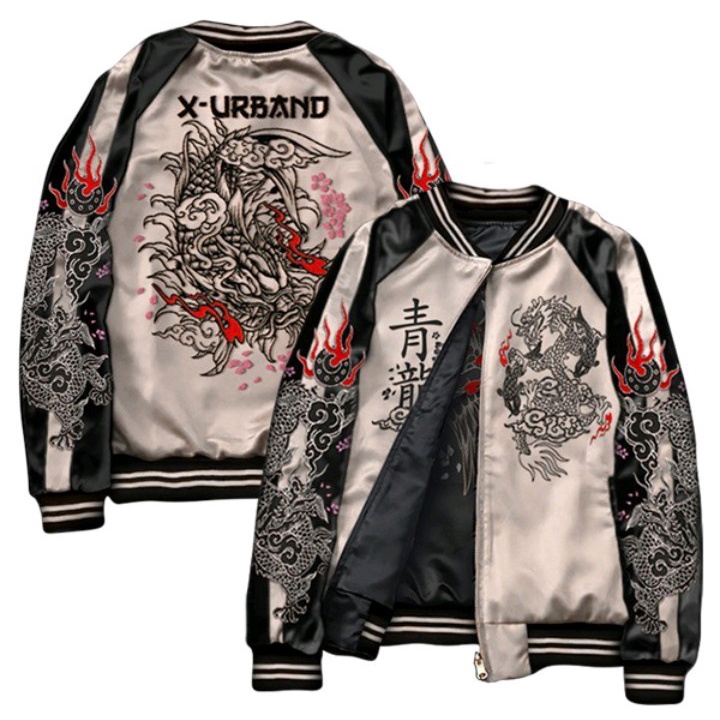 Sukajan Varsity Jacket X Urband/ Sukajan เสื ้ อแจ ็ คเก ็ ตปัก Two In One Dragon Koi