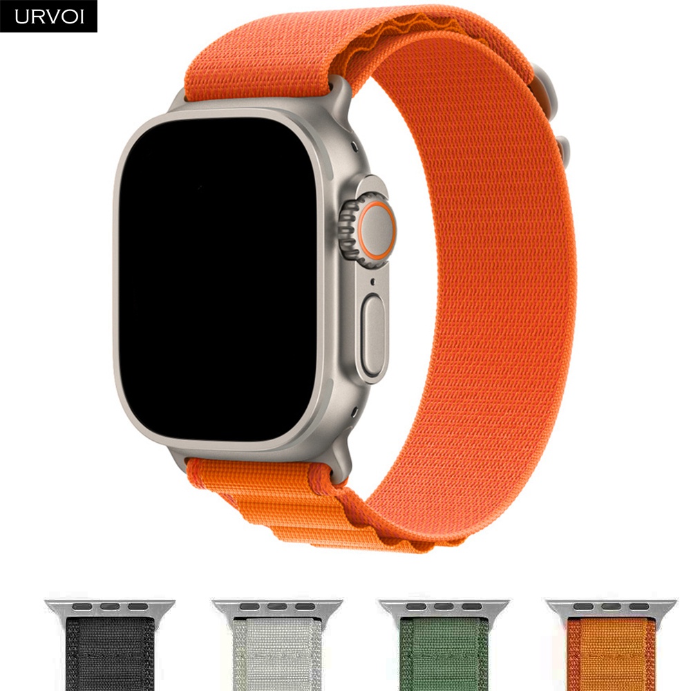 Urvoi สายนาฬิกาข้อมือไนล่อนถัก ตะขอตัว G สําหรับ Apple Watch Ultra Strap series 8 7 6 SE 54321 iWatch band 41 45 49 มม.