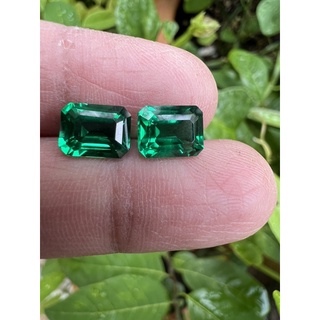 Emerald Nano Green 10x8mm Octagon shape 2pieces